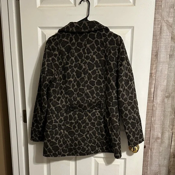 Me Jane Leopard Print Pea Coat - Black and Brown - Picture 6 of 8